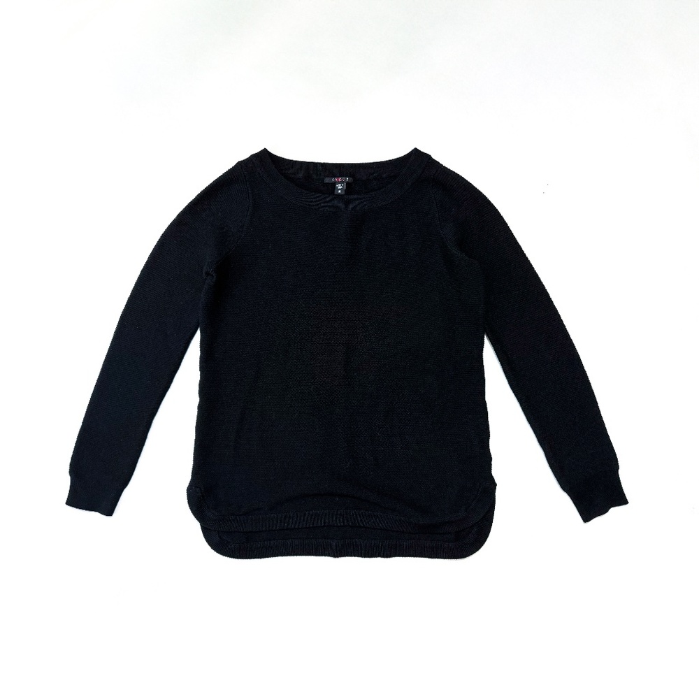 NWOT Black Micro Rib-Knit Crewneck Sweater